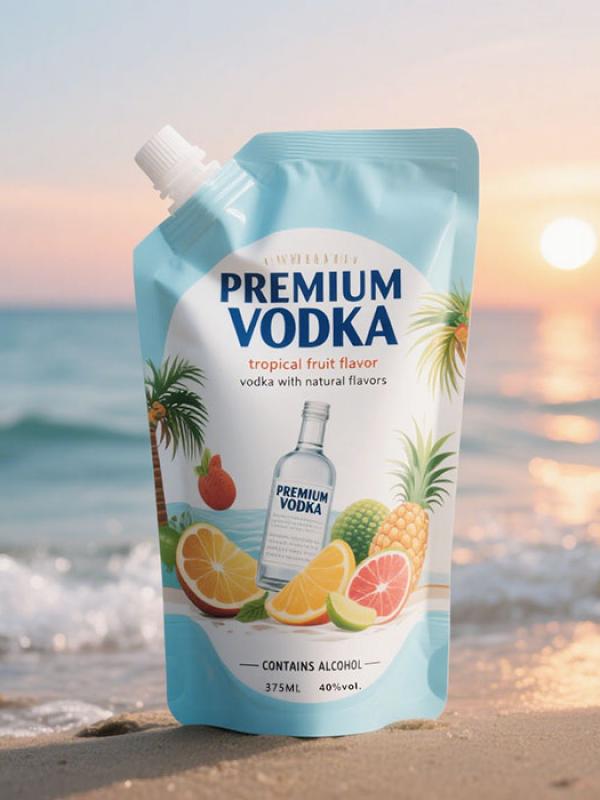 Bustina di vodka premium da 375 ml per cocktail RTD con beccuccio